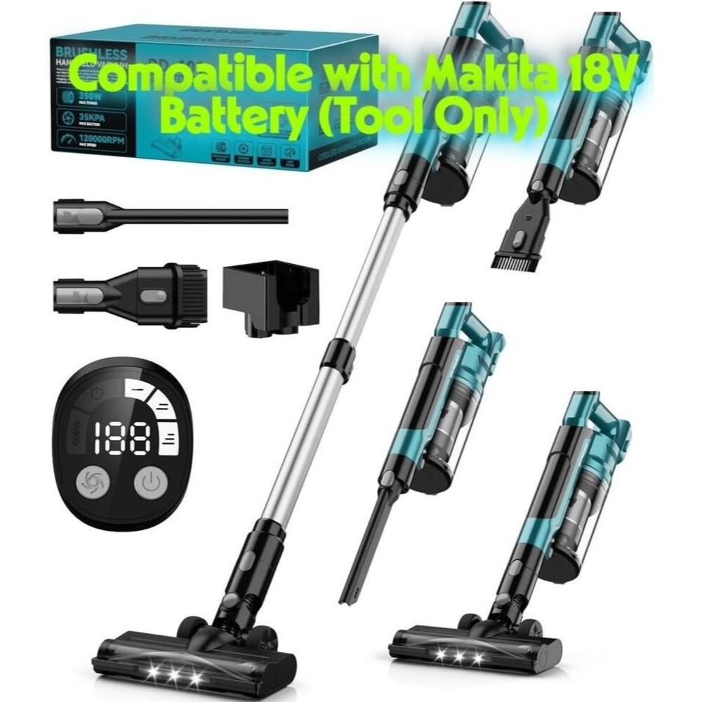 350W Cordless Vacuum Cleaner for Makita Battery, 35Kpa Brushless Lightweight Sti